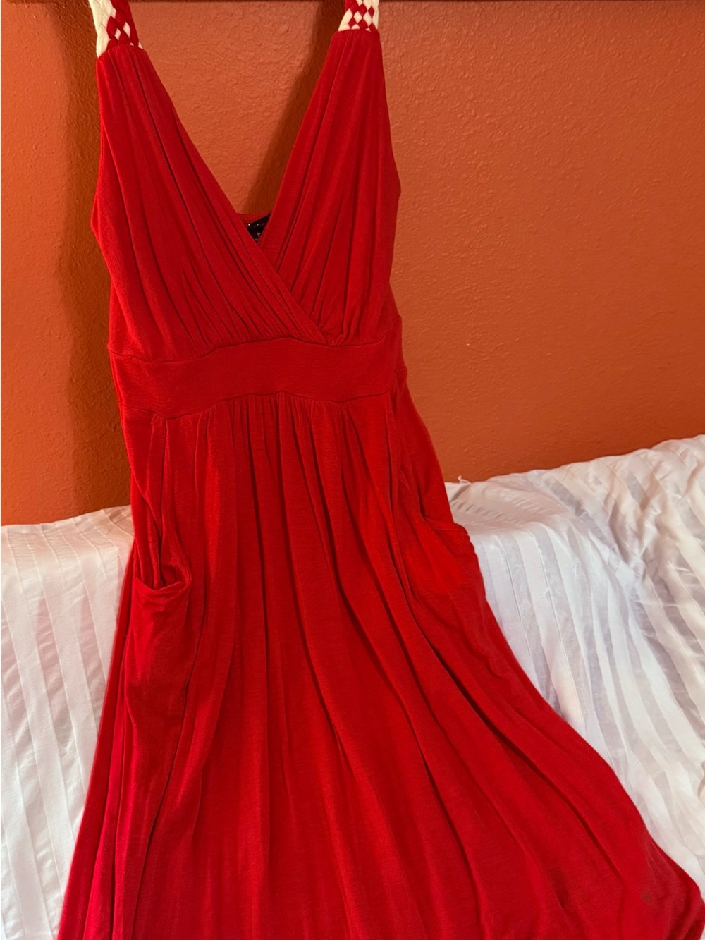 Red V-Neck Papaya Mini Dress Size S